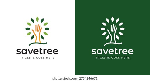 Diseño de logotipo ecológico de entorno de Naturaleza de árboles