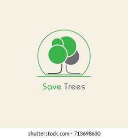 Save tree vector icon. Logo design elements.