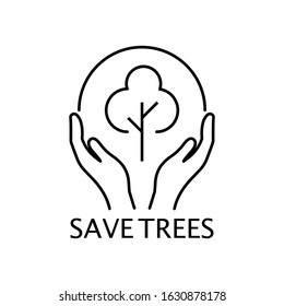 Save Trees icon. Outline thin line flat illustration. 