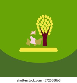 Save The Trees Organic Sign. Creative Vector Ego Green Design Concept On Recycled Paper Background With garbage