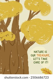 Save trees poster design with chalk texture