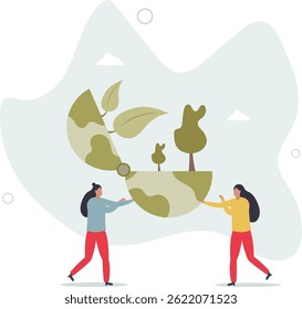 Salve as árvores e proteja os recursos ambientais ecológicos.Conservação da natureza com atitude ecológica e responsável.