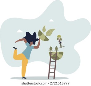 Salve as árvores e proteja os recursos ambientais verdes.Conservação da natureza com atitude ecológica e responsável .vida e emprego das pessoas.