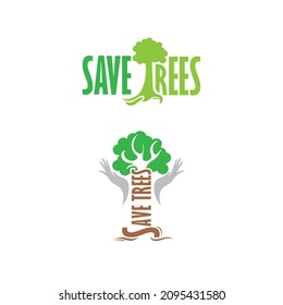 Save trees typographic logo lettering