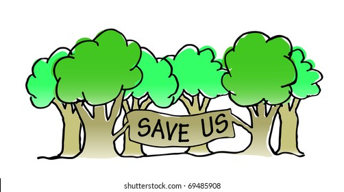 Save the trees vector illustration