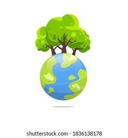 Save trees vector illustration. Vector illustration of Planet with trees on it. Flat vector illustration