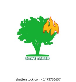Save trees vector vintage with fire sign 