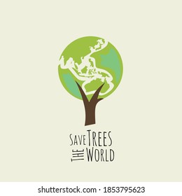 Save trees, save the world. Earth day - icon logo vector design illustration