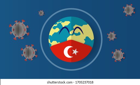 Save Turkey and the world by using medical mask to prevent coronavirus, Isolated concept illustration vector