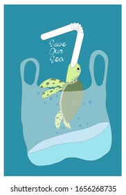 Save turtle from plastic straw