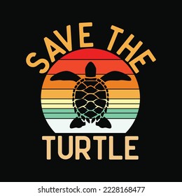 Save The Turtles Animal Rights Retro Style