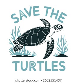Save The Turtles T Shirt Design, Swimming Turtle T Shirt, Environment T-Shirt Design