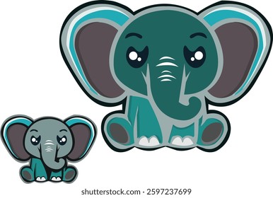Save two elephants white background.