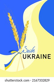 Save Ukraine card,  Stand with Ukraine flyer. Vector illustration in flat style.