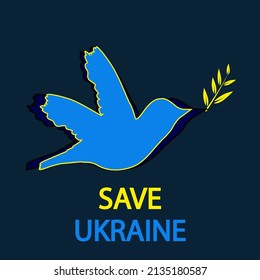 Save ukraine dove of peace, vector art illustration.