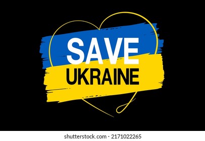 Rettet die Ukraine flache Kunst auf weißem Hintergrund, die Ukraine Fahne liebt das Gebetskonzept. die Ukraine vor Russland zu retten. Vektordesign.