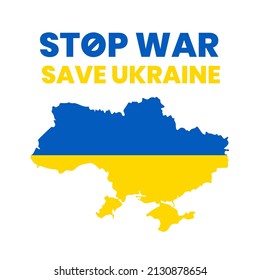 Save Ukraine, Stop War. Vector Background illustration of Ukraine territory map with Ukraine Flag as demonstration acts for defending ukraine against Russia attacks.