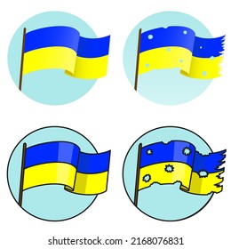 Save Ukraine, Stop War. Vector icon illustration set of Ukraine Flag as demonstration acts for defending Ukraine against Russia attacks