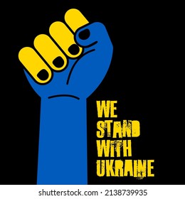Save Ukraine support flyer postertemplate for social media header or layout. Illustration for supporting Ukraine with blue and yellow hand