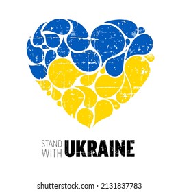 Save Ukraine support icon conceptual heart ilustration tag for social media header or poster template. Blue and yellow heart for Ukraine support