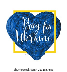 Save Ukraine support icon conceptual heart ilustration tag for social media header or poster template. Blue and yellow heart for Ukraine support
