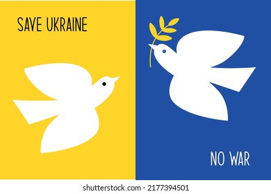 Save Ukraine. Vector illustration with blue and yellow color. Background design with dove