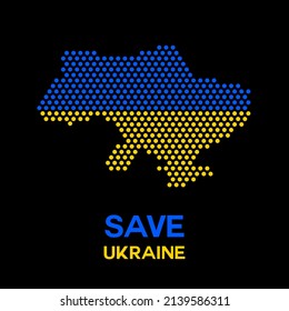 Save Ukraine. Vector illustration in support of Ukraine. Stop the war in Ukraine. Poster with the inscription "Save Ukraine" on a black background.