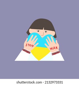 Rettet die Ukraine.Stoppt Russland.Stoppt den Krieg. Vektorgrafik.