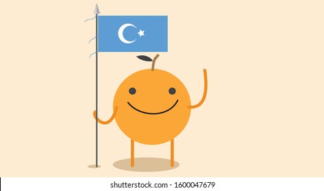 Save Uyghur poster vector illustration. Cute cartoon character. fruit character vector. orange character illustration