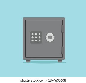 Save vault box full of money vector illustration. Cartoon flat design with bank cash safe deposit. Concept of financial safety, secure savings, cash in vault  isolated.