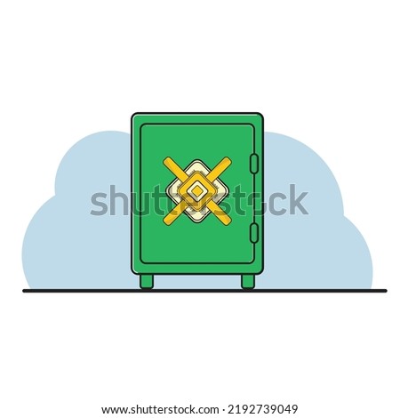 Save vault box vector illustration. flat Cartoon design with safe deposit. Concept of financial safety, secure savings, cash in vault isolated.