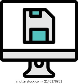 save vector color line icon