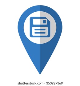 Save - vector icon; blue map  pointer