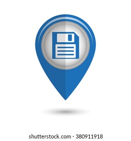 Save - vector icon;  blue map pointer