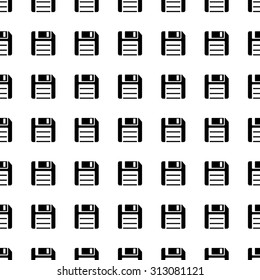 Save vector icon seamless pattern, tiling ornament on white.