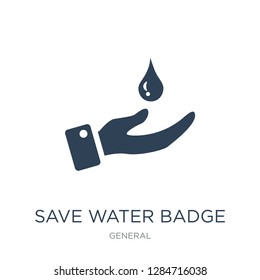 save water badge icon vector on white background, save water badge trendy filled icons from General collection, save water badge vector illustration