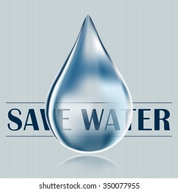 Save water, blue water drop, water saving, reduce and save water supply