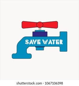 save the water blue faucet