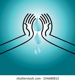 save water concept by hand saving water concept