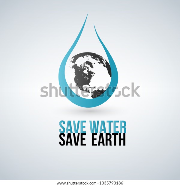 Save Water Concept Water Drop Eart Stock Vector (Royalty Free ...