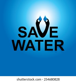 save water concept- water drop in hand