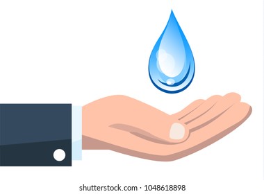 save water concept with hand holding water drop
