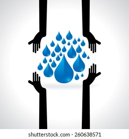 save water concept with hand illustration