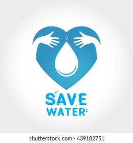 Save water concept icon in heart with hand hug concept,on white background Vector illustration