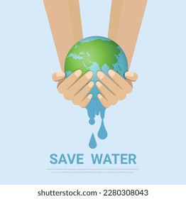 Concepto de ahorro de agua, diseño de la plantilla de informe anual de agua ecológica infográfica, ilustración vectorial.