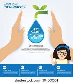 Save water concept. Infographic template. Vector illustration.