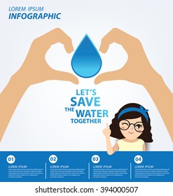 Save water concept. Infographic template. Vector illustration.