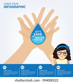 Save water concept. Infographic template. Vector illustration.