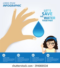 Save water concept. Infographic template. Vector illustration.