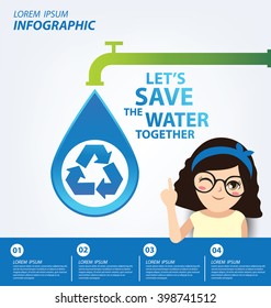 Save water concept. Infographic template. Vector illustration.
